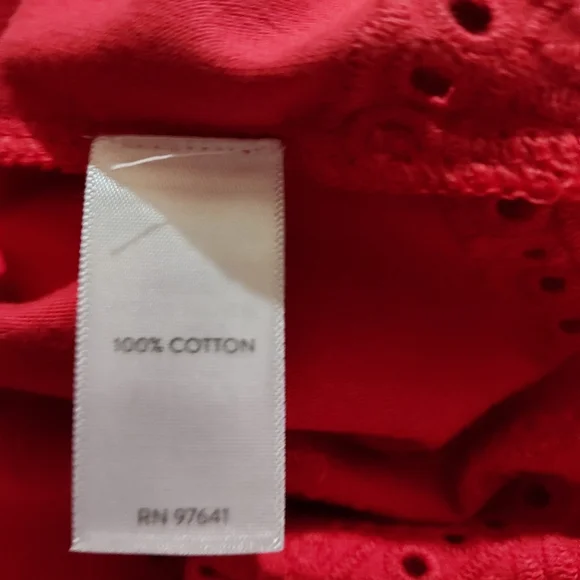 j jill top l blouse shirt women 3/4 Quarter Sleeve Pink Red Crewneck 100% Cotton - Picture 6 of 6